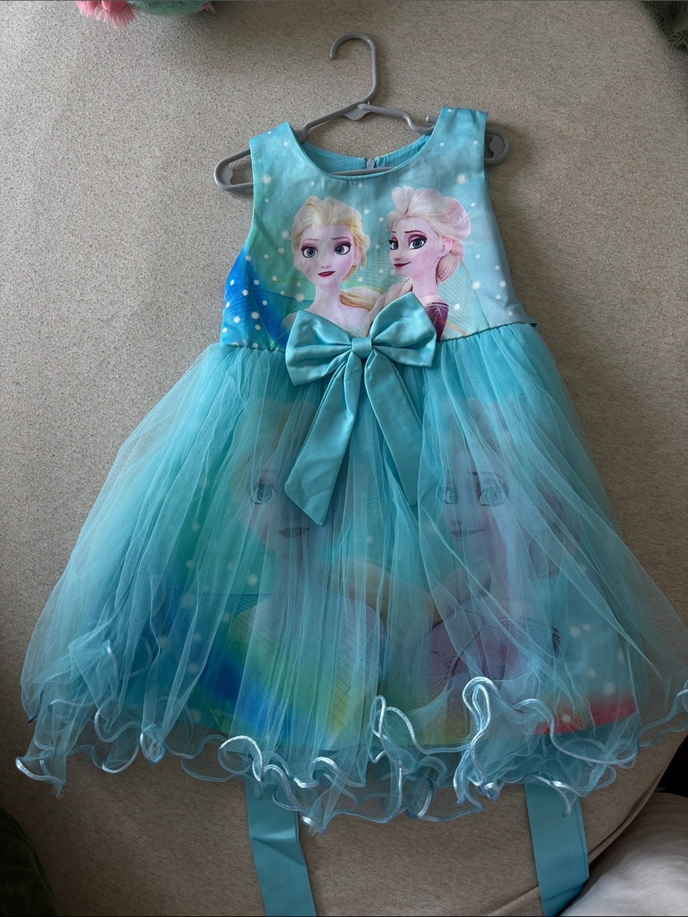 Frozen-Inspired Elsa & Anna Teal Tulle Dress for Kids